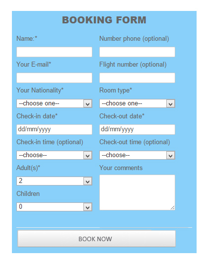 booking form perfect
